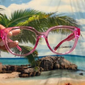Dolce & Gabbana Kids Transparent Pink Frame Glasses
